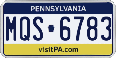PA license plate MQS6783