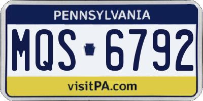 PA license plate MQS6792