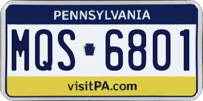 PA license plate MQS6801