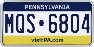 PA license plate MQS6804