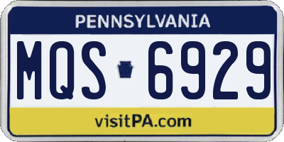 PA license plate MQS6929