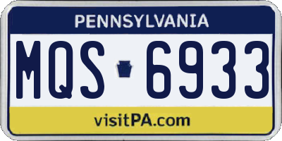 PA license plate MQS6933