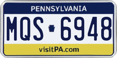 PA license plate MQS6948