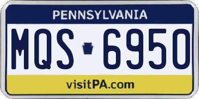 PA license plate MQS6950