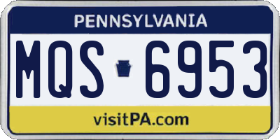 PA license plate MQS6953