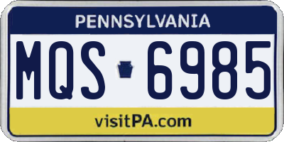 PA license plate MQS6985