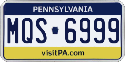 PA license plate MQS6999