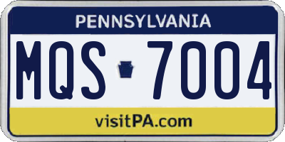 PA license plate MQS7004