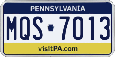 PA license plate MQS7013