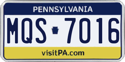 PA license plate MQS7016