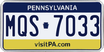PA license plate MQS7033