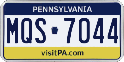 PA license plate MQS7044