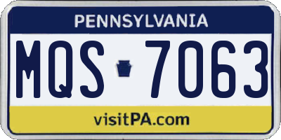 PA license plate MQS7063
