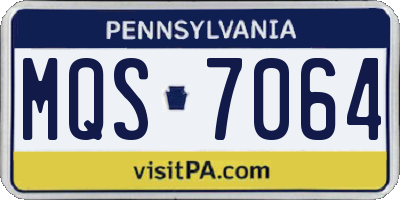 PA license plate MQS7064