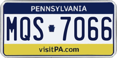 PA license plate MQS7066
