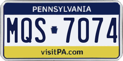 PA license plate MQS7074