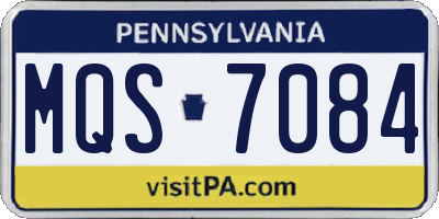 PA license plate MQS7084