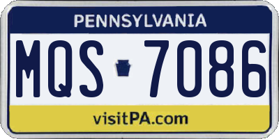 PA license plate MQS7086