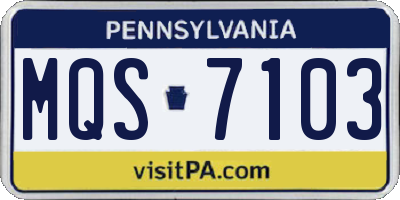 PA license plate MQS7103