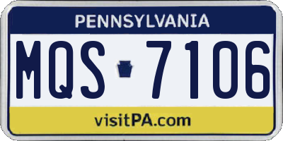 PA license plate MQS7106