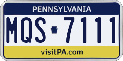 PA license plate MQS7111
