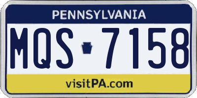 PA license plate MQS7158