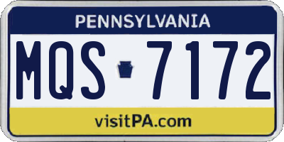 PA license plate MQS7172