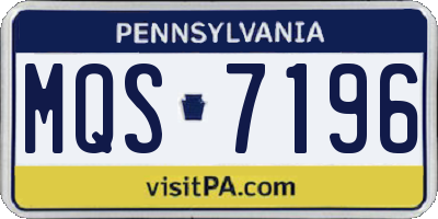 PA license plate MQS7196