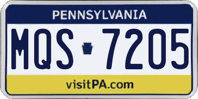PA license plate MQS7205