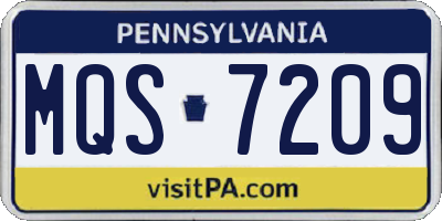 PA license plate MQS7209