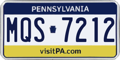 PA license plate MQS7212