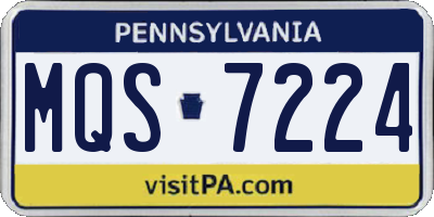 PA license plate MQS7224