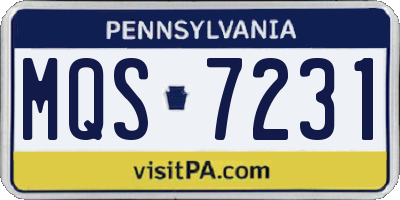 PA license plate MQS7231