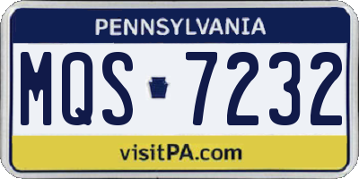 PA license plate MQS7232