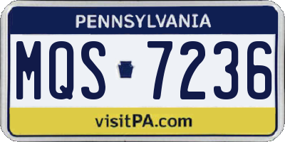 PA license plate MQS7236