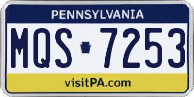 PA license plate MQS7253