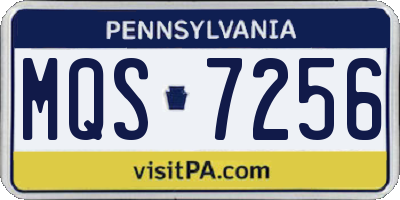 PA license plate MQS7256