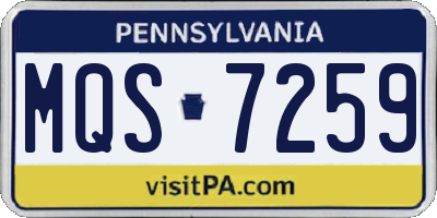 PA license plate MQS7259