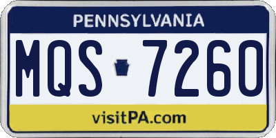 PA license plate MQS7260