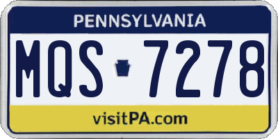 PA license plate MQS7278
