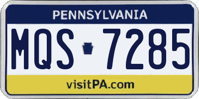 PA license plate MQS7285