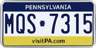PA license plate MQS7315