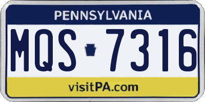 PA license plate MQS7316