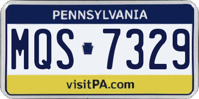 PA license plate MQS7329