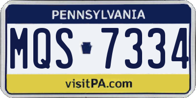 PA license plate MQS7334