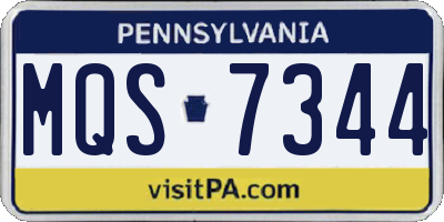 PA license plate MQS7344