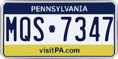 PA license plate MQS7347