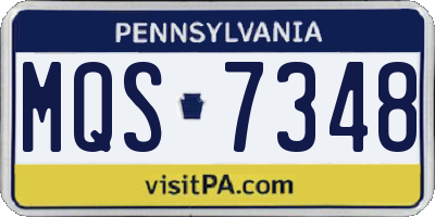 PA license plate MQS7348