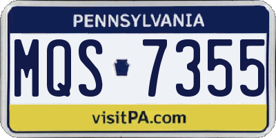 PA license plate MQS7355