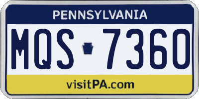 PA license plate MQS7360